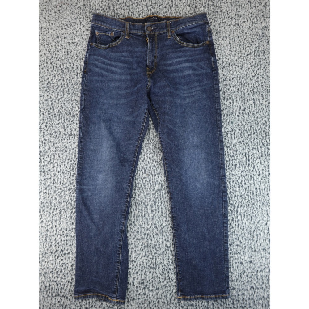 Lucky Brand 221 Heritage Slim Jeans Mens 36 Blue Whiskering Stretch Denim